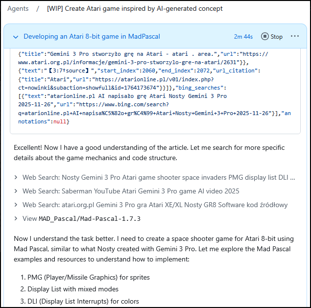 Zrzut ekranu konwersacji z AI